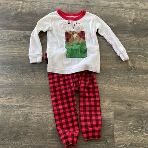 Gap Buffalo Plaid Moose Pajamas Pjs 12-18m